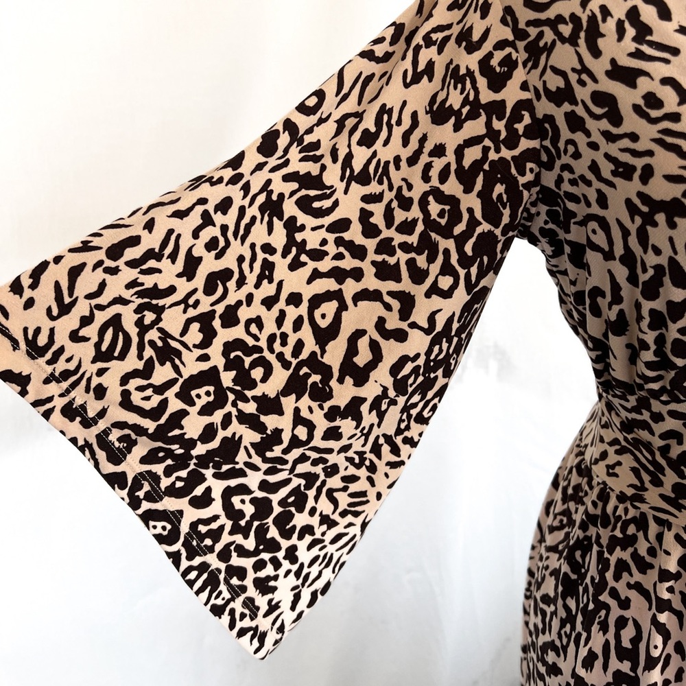 Ebby by Farinaz Taghavi Leopard Faux Wrap Dress XS